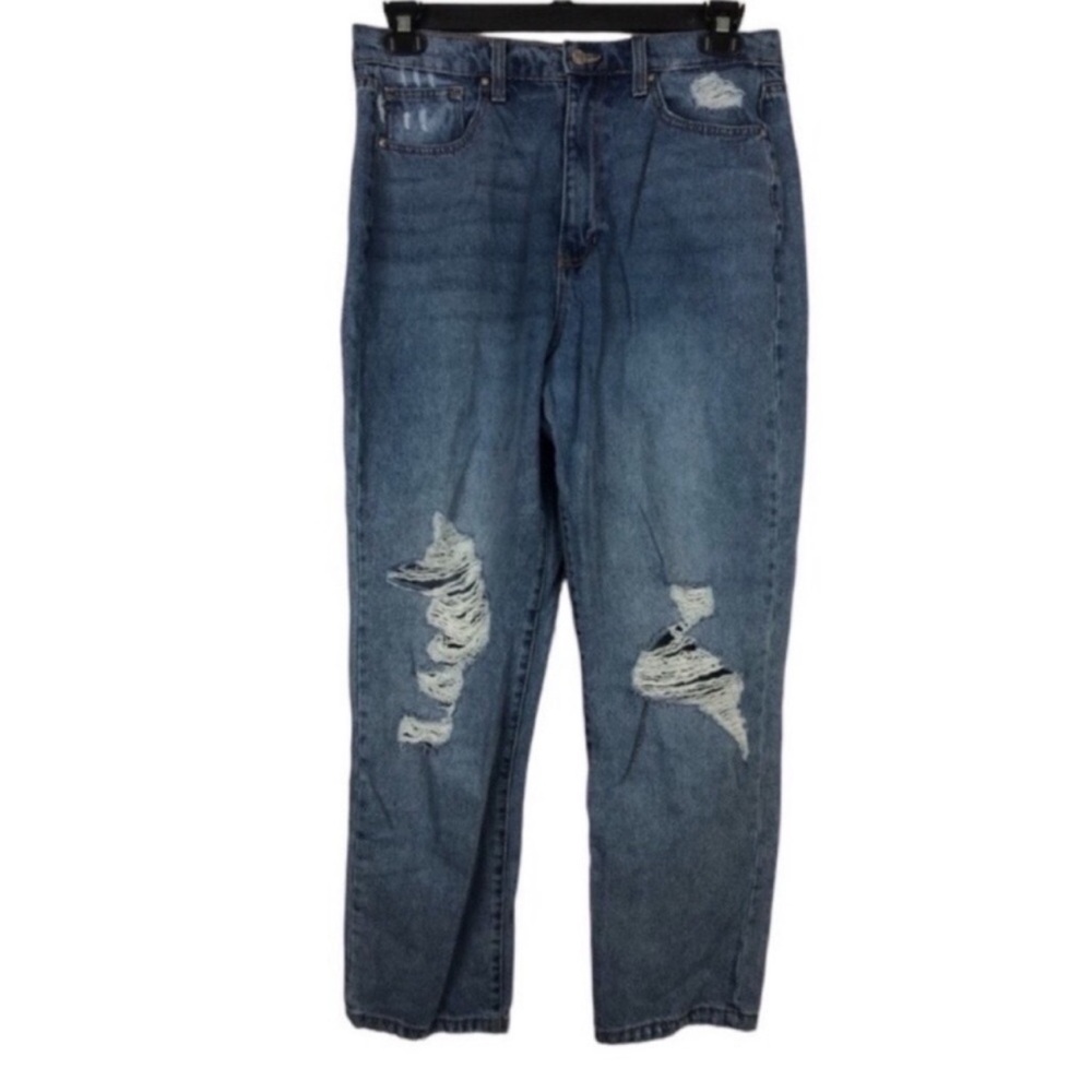 RSQ High Rise Distressed Jeans WOMENS/JUNIOR Size 13 MEDIUM BLUE WASH JEAN